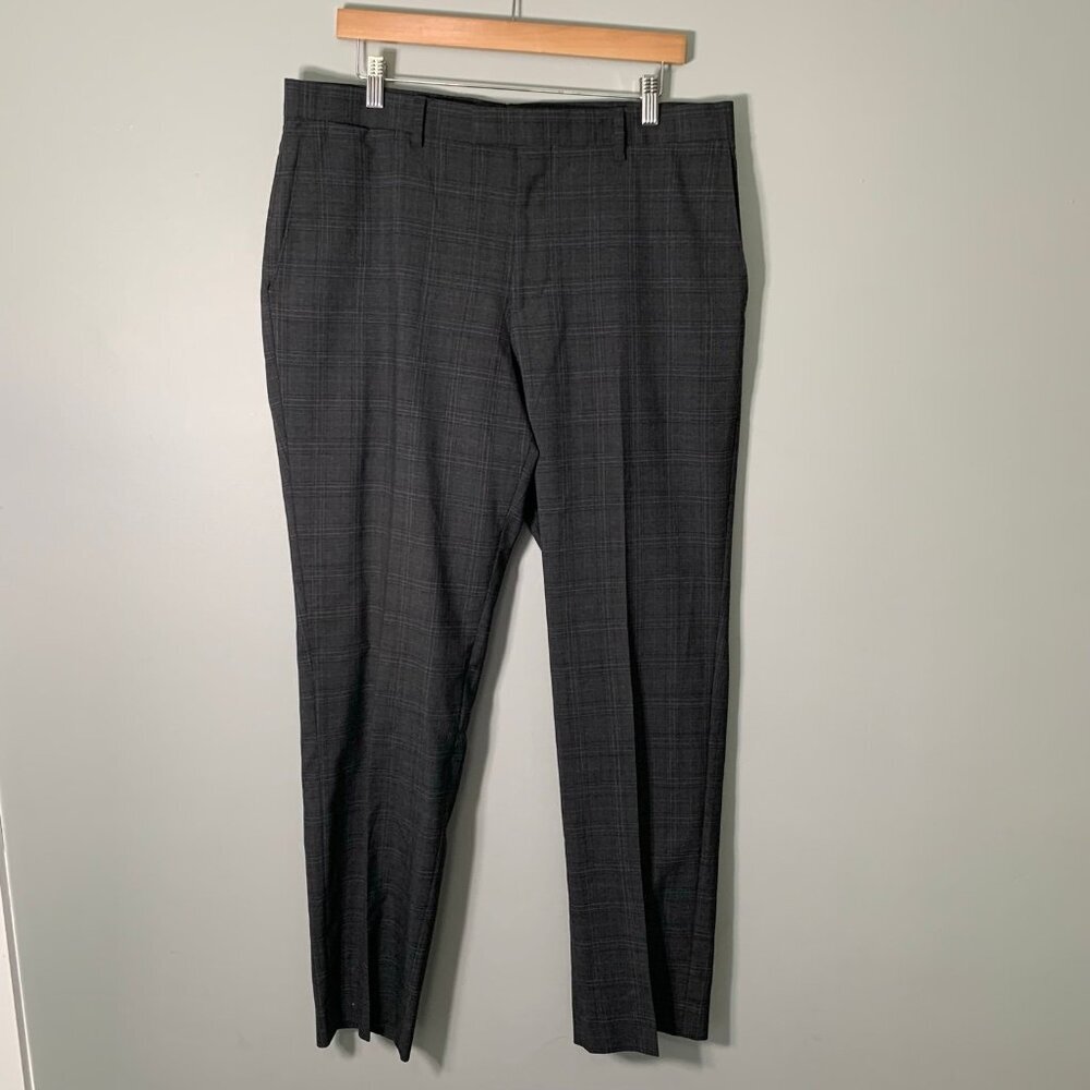 Banana Republic 34x32 Gray Mens Slim Fit‎ Plaid Dress Pants Wool Blend Tailoring